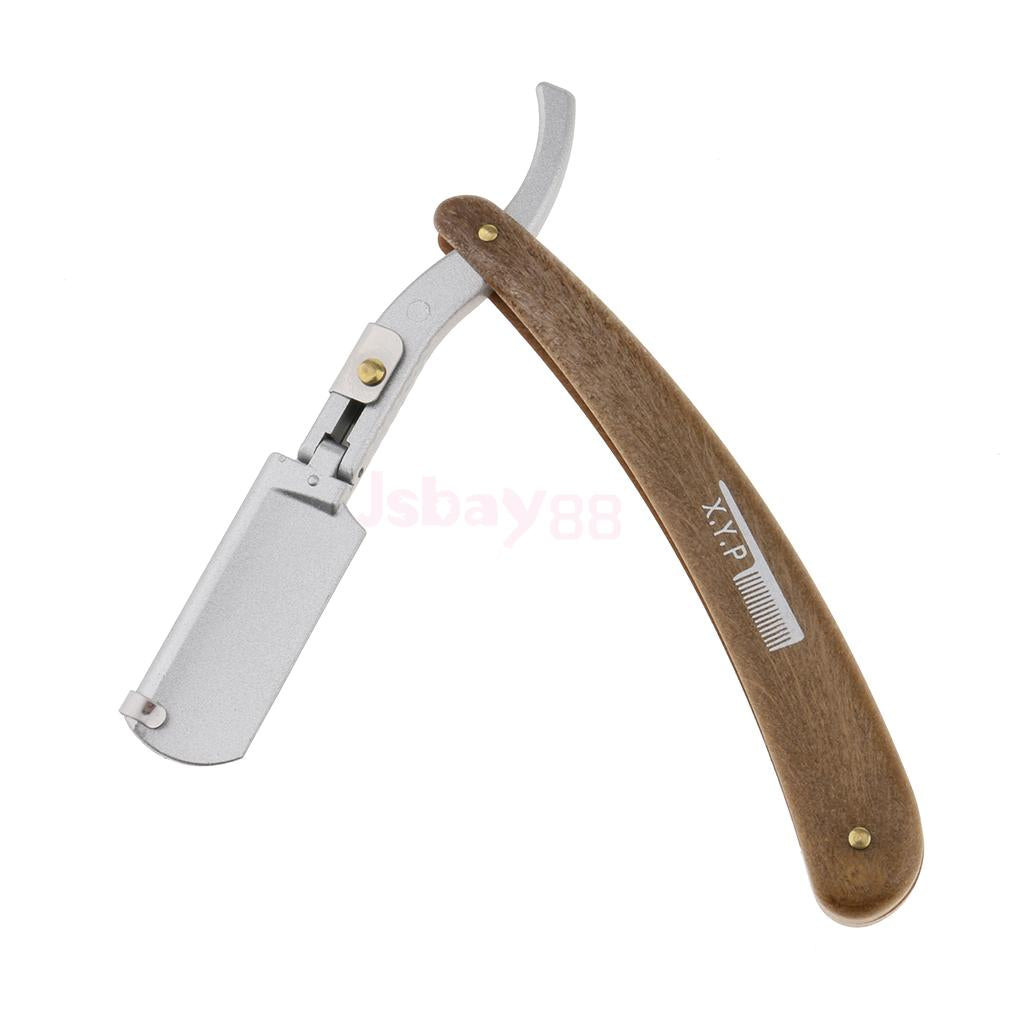 Folding Alloy Wooden Handle Barber Men's Straight Cut Razor Throat Shaving Razor