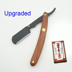 senior sandalwood handle blade shaving razors professional barber shaver eyebrow razor men's replaceable blade razor hair knife