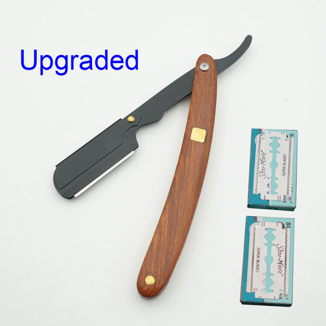 senior sandalwood handle blade shaving razors professional barber shaver eyebrow razor men's replaceable blade razor hair knife