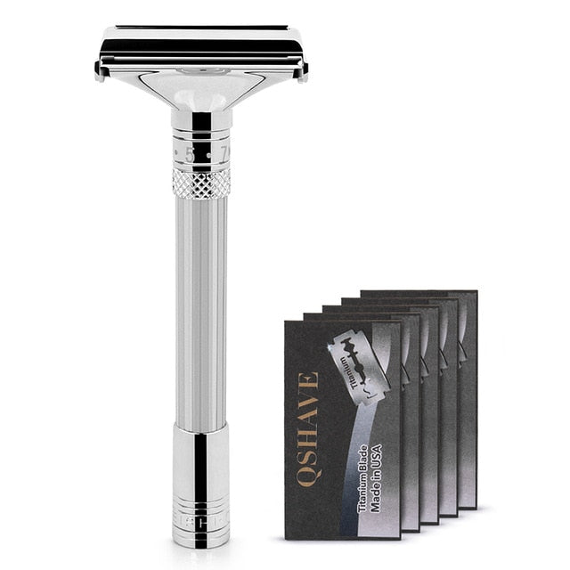 QShave New Design Luxurious Parthenon V2.0 Razor Butterfly Open Adjustable Safety Classic for Superb Mens Shaving Razor Barber