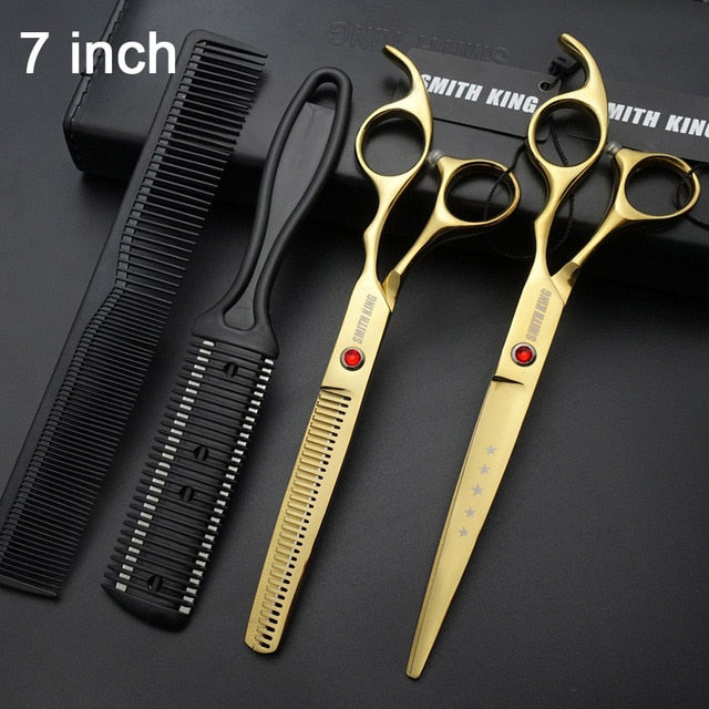 SMITH KING Professional Hairdressing scissors set, 6"/7"Cutting scissors+Thinning scissors Barber shears+kits+comb+Thinningcomb