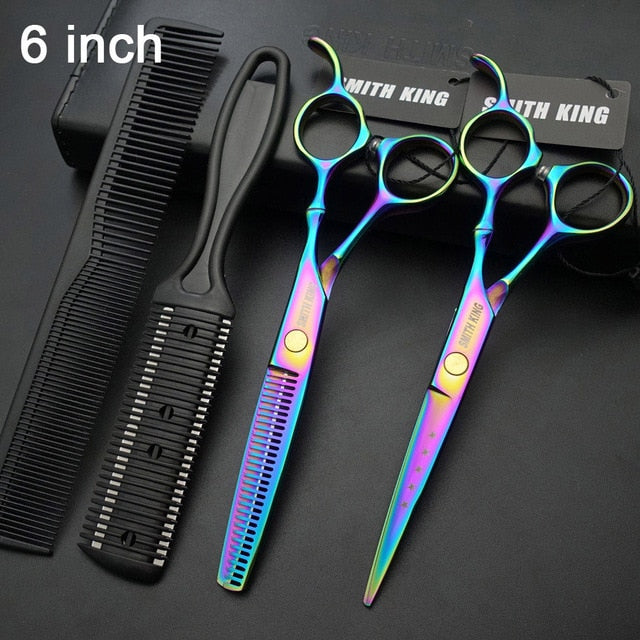 SMITH KING Professional Hairdressing scissors set, 6"/7"Cutting scissors+Thinning scissors Barber shears+kits+comb+Thinningcomb