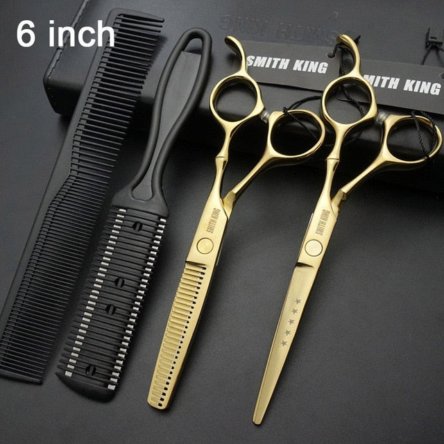 SMITH KING Professional Hairdressing scissors set, 6"/7"Cutting scissors+Thinning scissors Barber shears+kits+comb+Thinningcomb