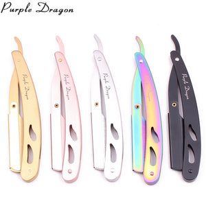 14*2cm 1 Pcs Purple Dragon Professional Barber Edge Steel Folding Shaving Knife Hair Removal Tools Shaving Razor + Blade Z6102