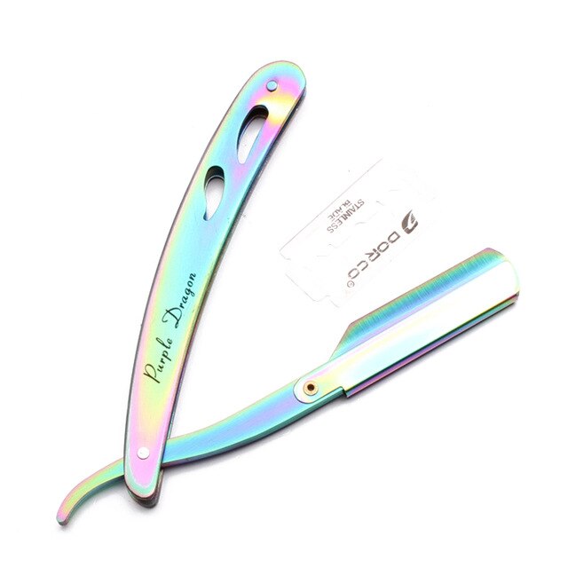 14*2cm 1 Pcs Purple Dragon Professional Barber Edge Steel Folding Shaving Knife Hair Removal Tools Shaving Razor + Blade Z6102