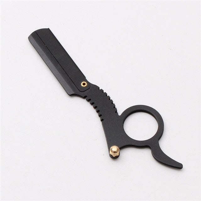 Classical Straight Edge Barber Beard Razor Multi-function Beard Shaving Eyebrow Trimming Blades Replaceable Men Beard Care Tools