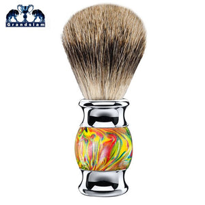 Grandslam Shaving Brush 20mm Finest Badger Hair Knot Shaving Brush with Multi-colored Resin Handle Face Razor Blade Brush Tool