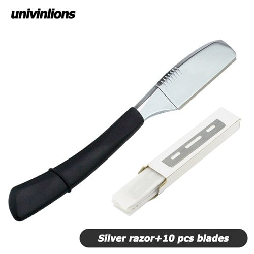 6" univinlions straight razor stick for men women barber shaving knife blades spring design beard face underarm body