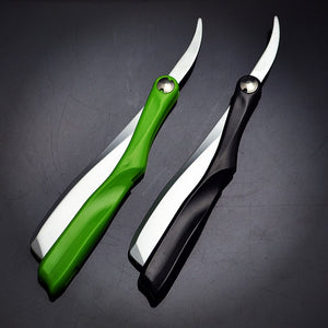 1 X Coloured Plastic Handle Straight Edge Razor Barber Folding Zinc Alloy Shaving Hair Tool With 10 Blades