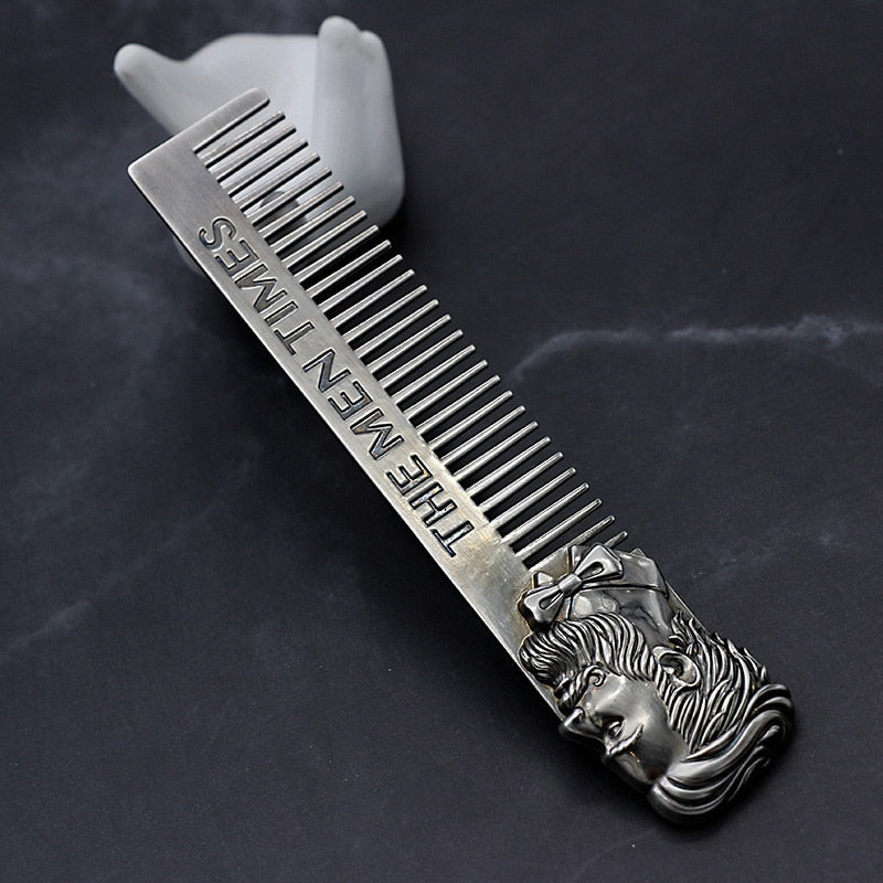 1PC Gentelman Barber Styling Metal Comb Stainless Steel Men Beard Comb Mustache Care Shaping Tools Pocket Size Silver Hair Comb