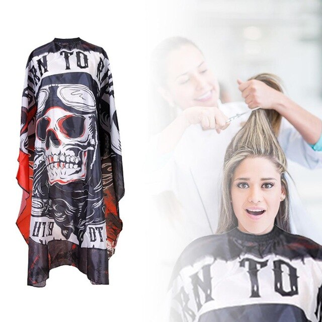 2019 New Haircut Hairdressing Barber Cloth Skull Pattern Apron Polyester Cape Hair Styling Design Supplies Salon Barber Gown