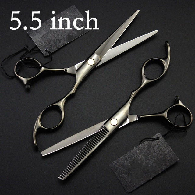 professional japan 440c 6 / 5.5 inch cut hair scissors set maquiagem thinning shears cutting barber tools hairdressing scissors