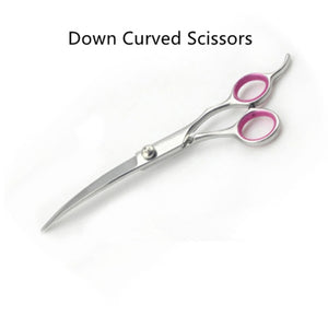 Stainless Steel Pet Dogs Gromming Scissors Up Down Curved Shears Sharp Edge Animals Cat Hair Cutting Barber Cutting Tools Kit