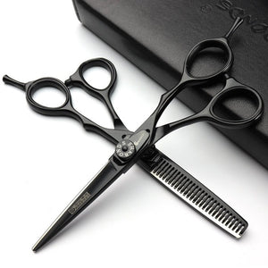 6 Inch Black Japan 440c Import Professional Hairdresser Scissors Set Salon Hairdresser Tools Hair Razor barber Thinning Scissors