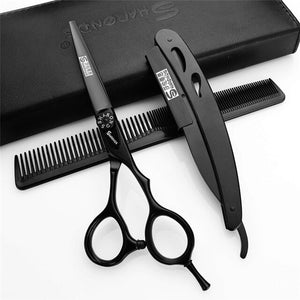 6 Inch Black Japan 440c Import Professional Hairdresser Scissors Set Salon Hairdresser Tools Hair Razor barber Thinning Scissors