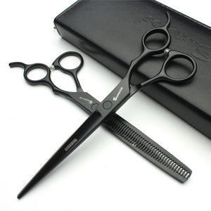 Sharonds black 7 inch salon professional hairdressing scissors set Japan 440c imported cutting shears & thinning scissors