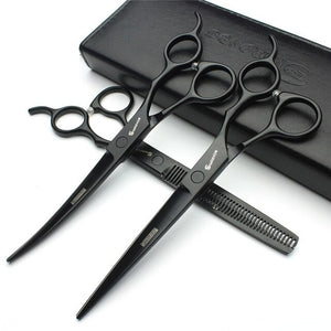 Sharonds black 7 inch salon professional hairdressing scissors set Japan 440c imported cutting shears & thinning scissors