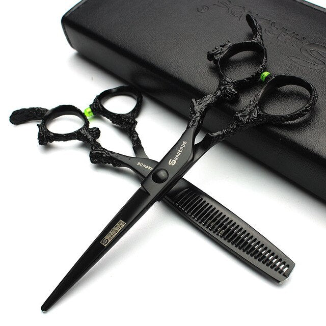 Sharonds 6 Inch  Silver Black Dragon Handle Salon Hairdressing Scissors High Quality 440c Steel Professional Hair Scissors