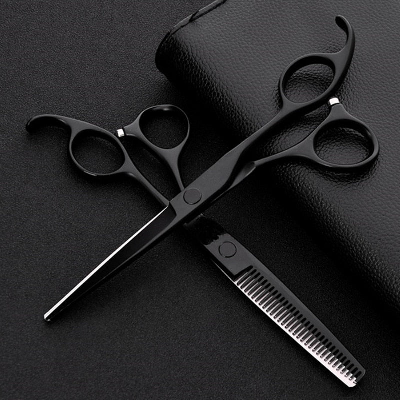 professional japan 440 steel 6 inch black hair scissors set cutting barber salon haircut thinning shears hairdressing scissors