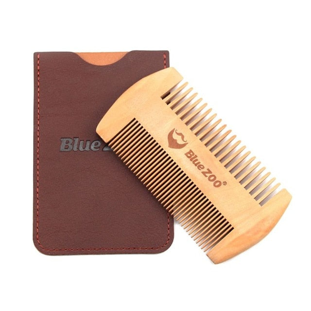 Mens Pocket Pearwood Wooden Beard Brush Anti Static Fine Coarse Teeth Hair Mustaches Comb Barber Salon Beauty Styling Tool