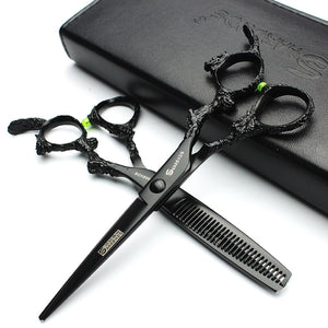 Sharonds 6 Inch  Silver Black Dragon Handle Salon Hairdressing Scissors High Quality 440c Steel Professional Hair Scissors