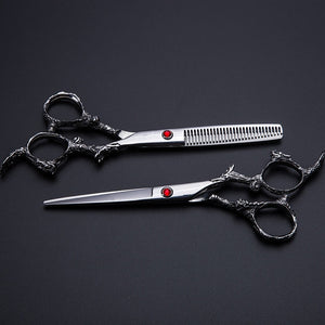 professional 6 inch Japan 440C dragon hair scissors bag set cutting scissor barber thinning shears scisors hairdressing scissors