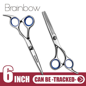 Brainbow 6 inch Cutting Thinning  Styling Tool Hair Scissors Stainless Steel Salon Hairdressing Shears Regular Flat Teeth Blades