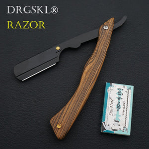 senior sandalwood handle blade shaving razors professional barber shaver eyebrow razor men's replaceable blade razor hair knife